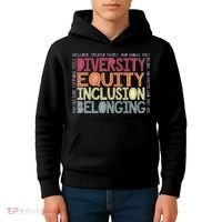 Retro Diversity Equity Inclusion Belonging DEIB Teacher Kids Hoodie thumb 4