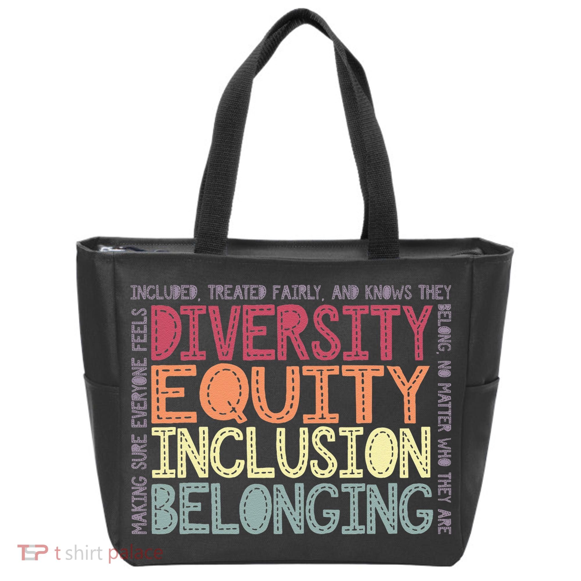 Retro Diversity Equity Inclusion Belonging DEIB Teacher Tote Bag