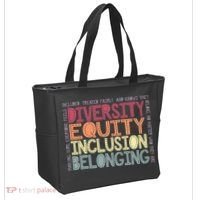 Retro Diversity Equity Inclusion Belonging DEIB Teacher Tote Bag thumb 2