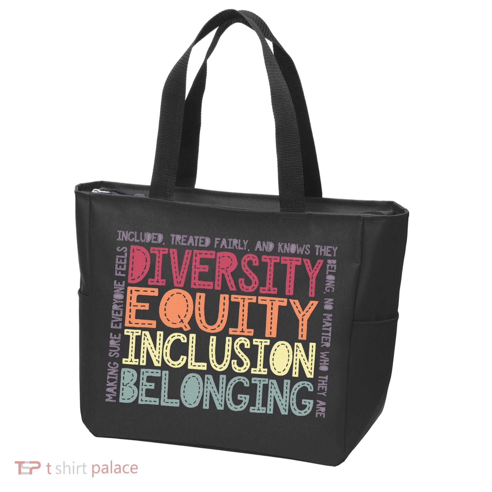 Retro Diversity Equity Inclusion Belonging DEIB Teacher Tote Bag