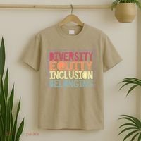 Retro Diversity Equity Inclusion Belonging DEIB Teacher T-Shirt thumb 2