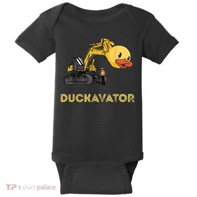 Rubber Duck Excavator Construction Site Backhoe Driver Baby Bodysuit