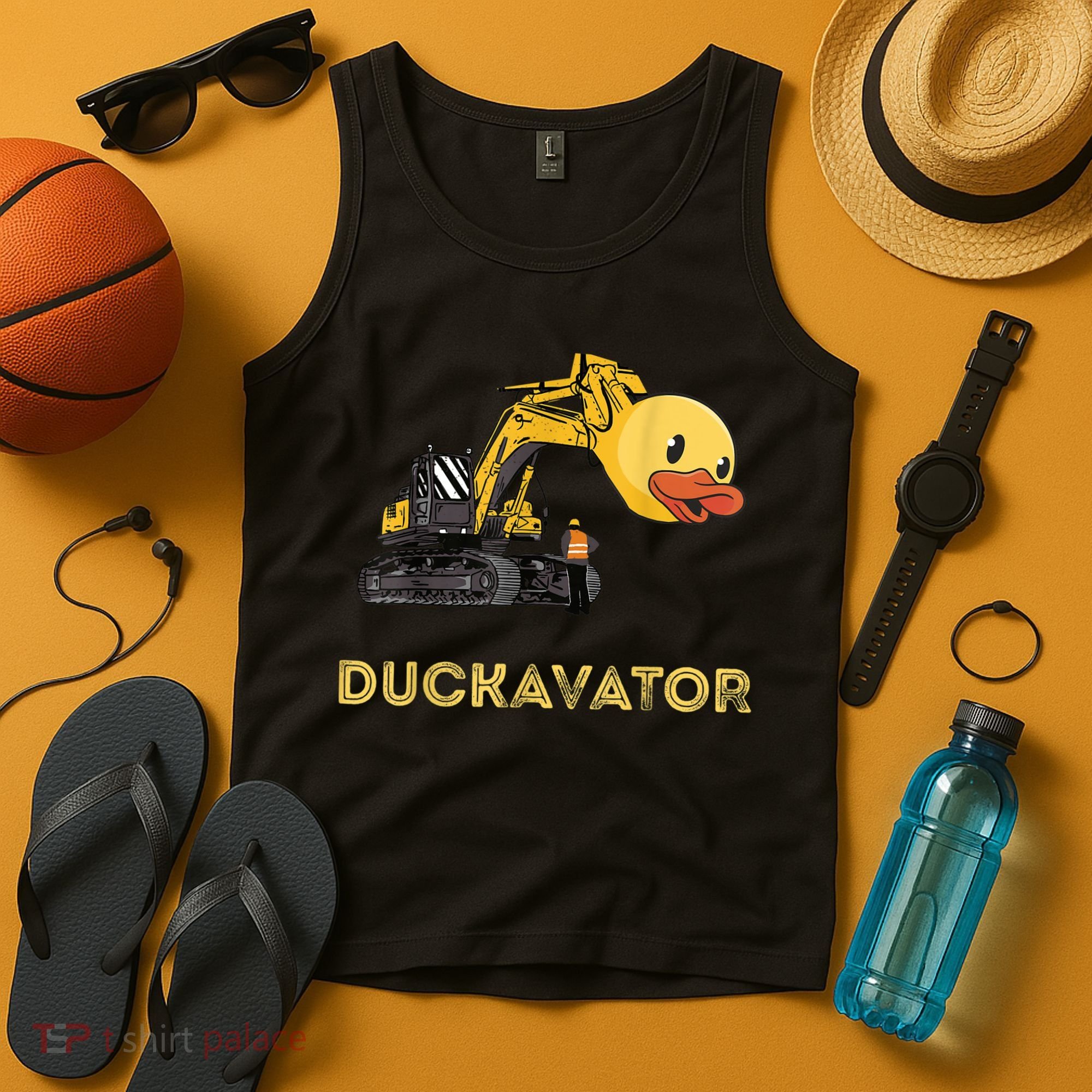 Rubber Duck Excavator Construction Site Backhoe Driver Tank Top