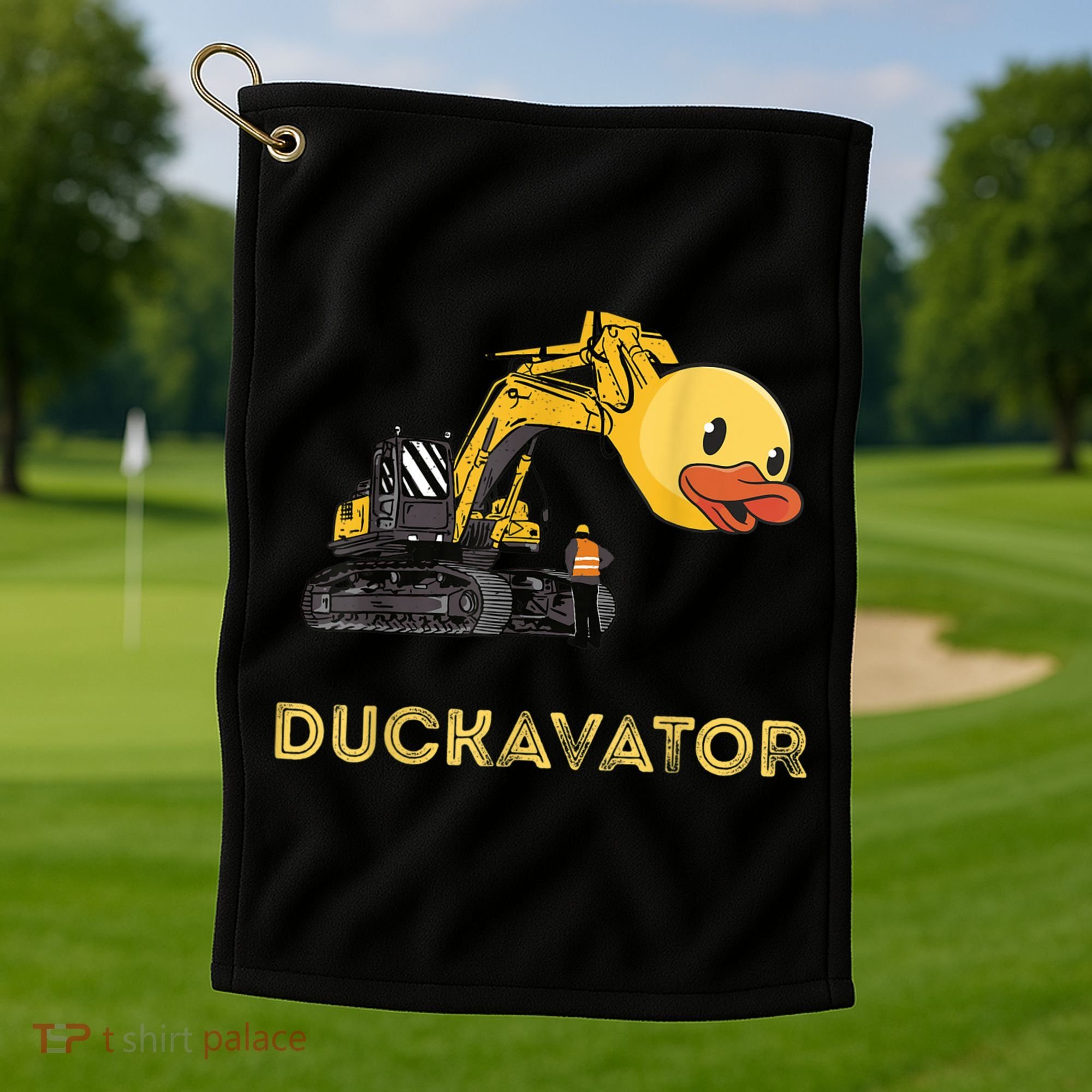 Rubber Duck Excavator Construction Site Backhoe Driver Golf Towel