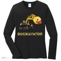 Rubber Duck Excavator Construction Site Backhoe Driver Women's Long Sleeve Shirt thumb 0