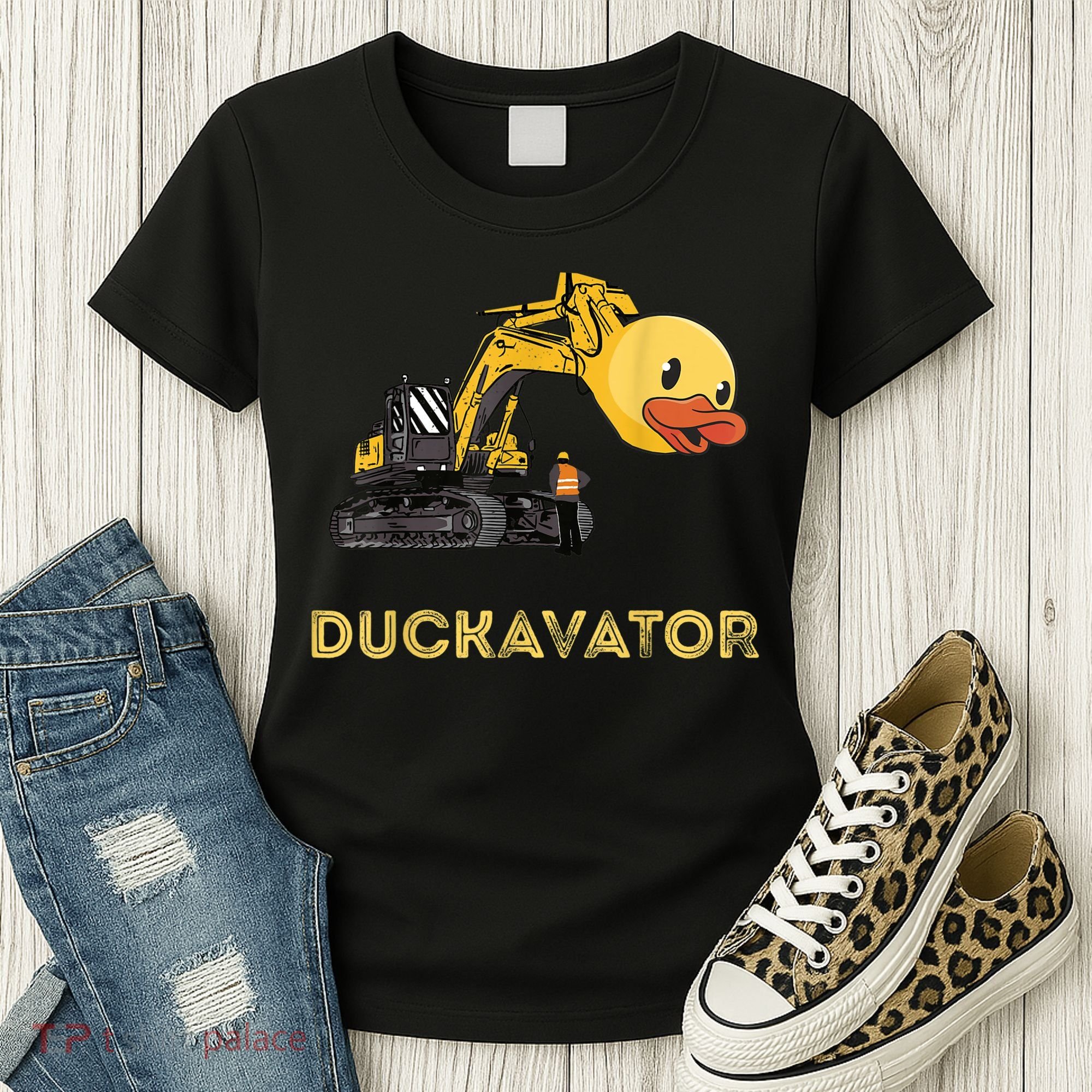 Rubber Duck Excavator Construction Site Backhoe Driver Women's T-Shirt