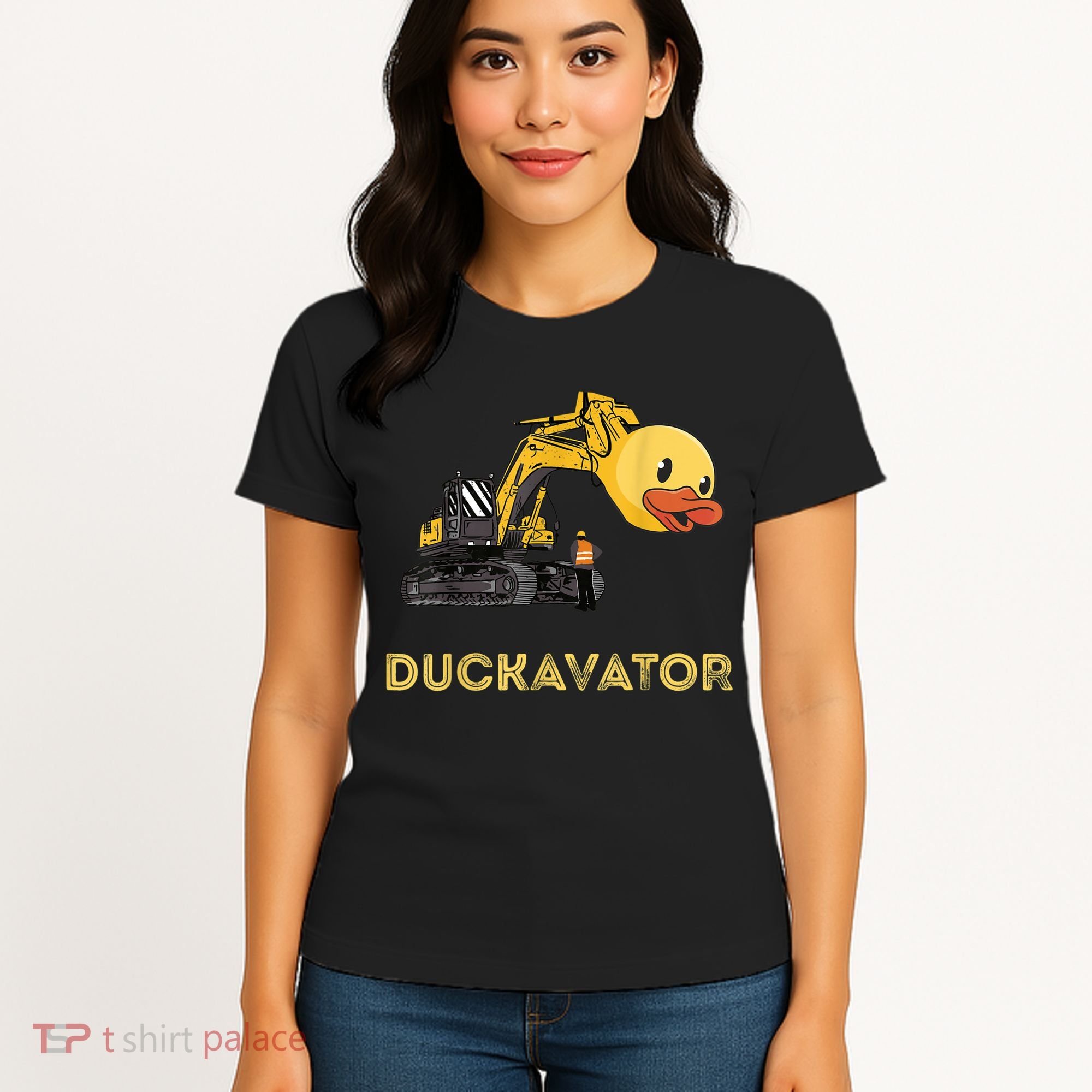 Rubber Duck Excavator Construction Site Backhoe Driver Women's T-Shirt