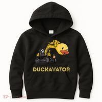 Rubber Duck Excavator Construction Site Backhoe Driver Kids Hoodie thumb 0