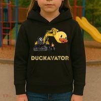 Rubber Duck Excavator Construction Site Backhoe Driver Kids Hoodie thumb 3