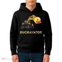 Rubber Duck Excavator Construction Site Backhoe Driver Kids Hoodie thumb 4