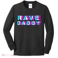 Rave Daddy EDM Music Festival Father Optical Illusion Trippy Kids Long Sleeve Shirt thumb 0
