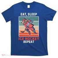 Retro Dog Eat Sleep Ice Hockey Repeat Vintage Ice Hockey Great Gift T-Shirt thumb 0