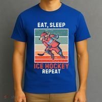 Retro Dog Eat Sleep Ice Hockey Repeat Vintage Ice Hockey Great Gift T-Shirt thumb 3