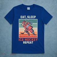 Retro Dog Eat Sleep Ice Hockey Repeat Vintage Ice Hockey Great Gift T-Shirt thumb 5