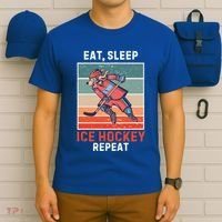 Retro Dog Eat Sleep Ice Hockey Repeat Vintage Ice Hockey Great Gift T-Shirt thumb 6