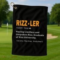 Rizzler Definition Funny Meme Quote Gen Z Alpha Rizz Up Golf Towel thumb 1