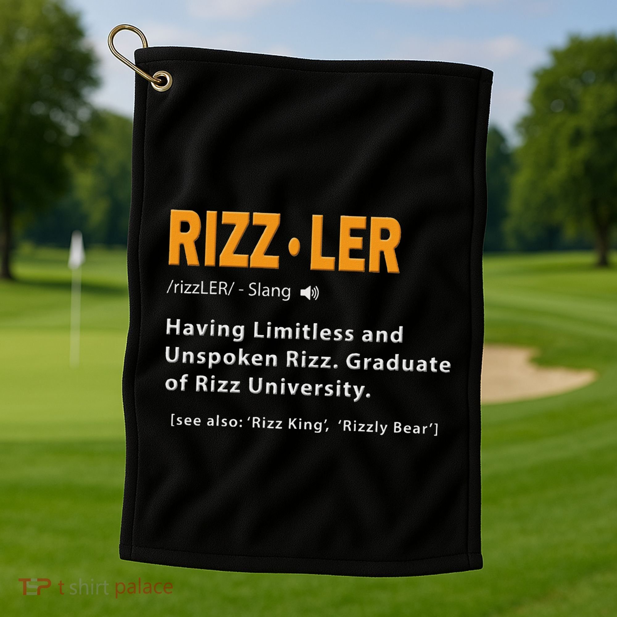Rizzler Definition Funny Meme Quote Gen Z Alpha Rizz Up Golf Towel