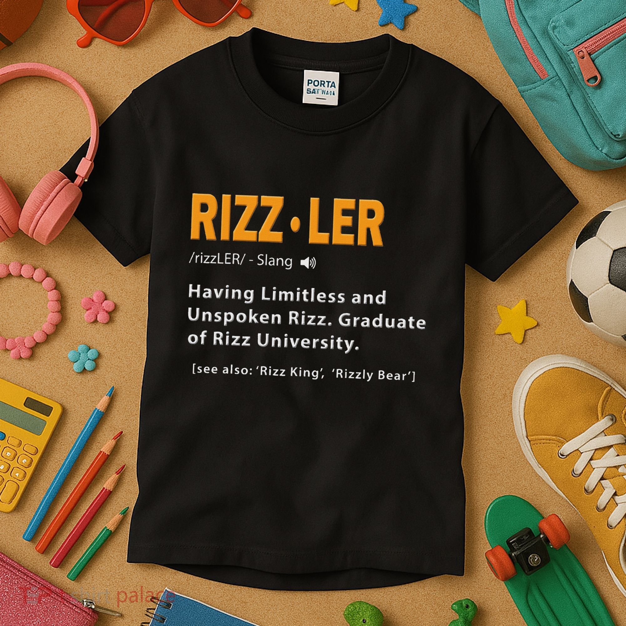 Rizzler Definition Funny Meme Quote Gen Z Alpha Rizz Up Kids T-Shirt