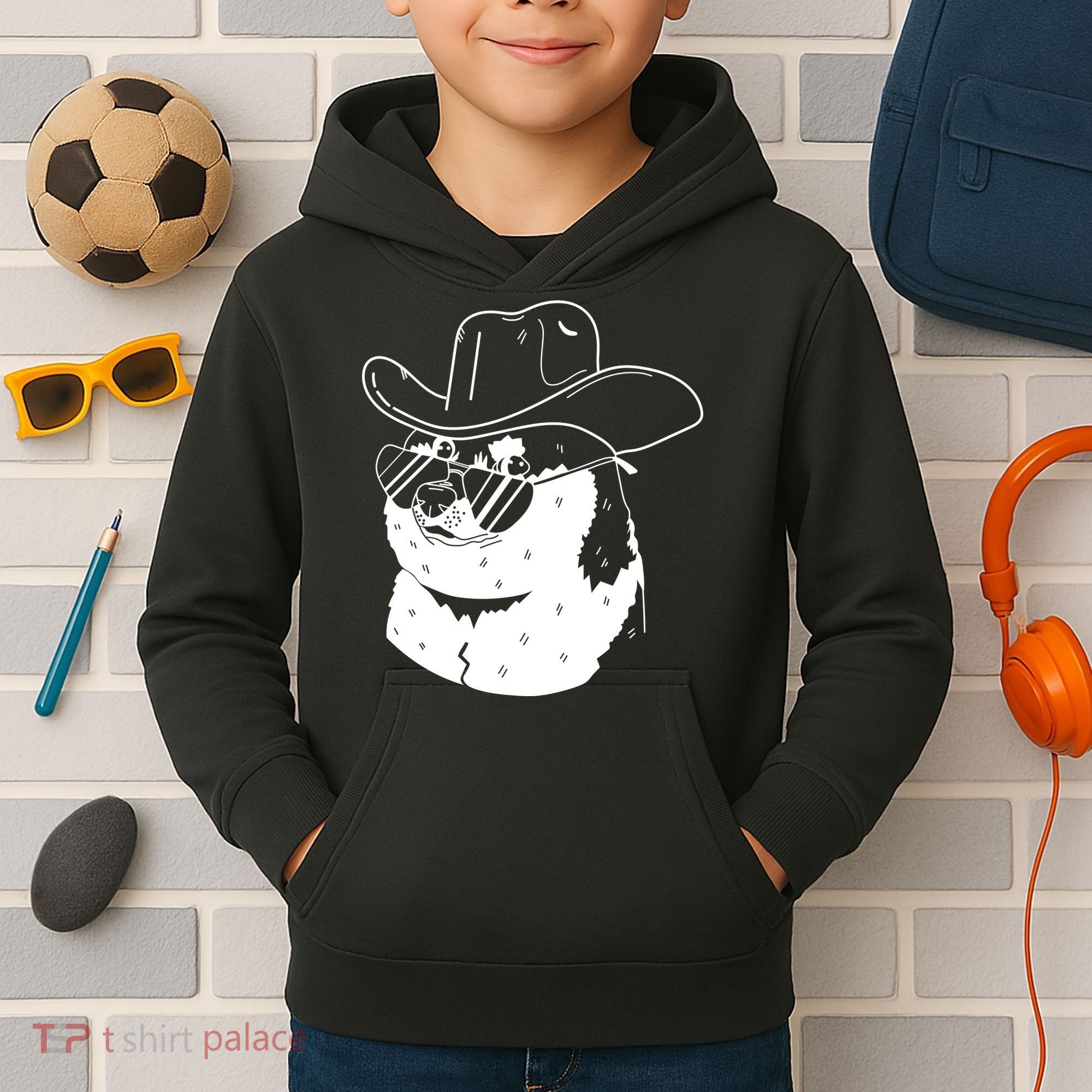 Rodeo Doge Funny Dogecoin Kids Hoodie