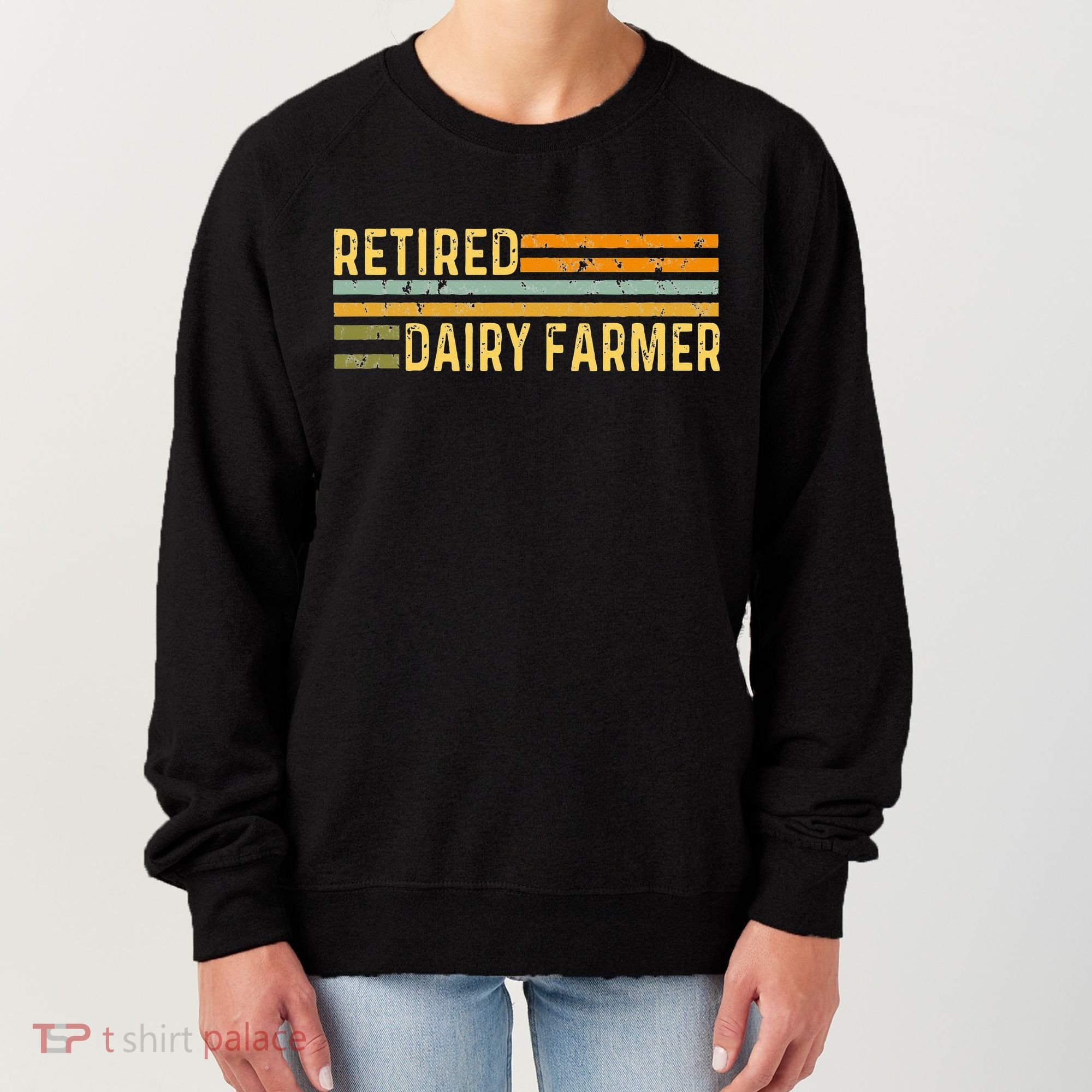 Retired Dairy Farmer Distressed Retirement Retire Cow Cattle Women's Sweatshirt