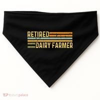 Retired Dairy Farmer Distressed Retirement Retire Cow Cattle USA-Made Doggie Bandana thumb 0