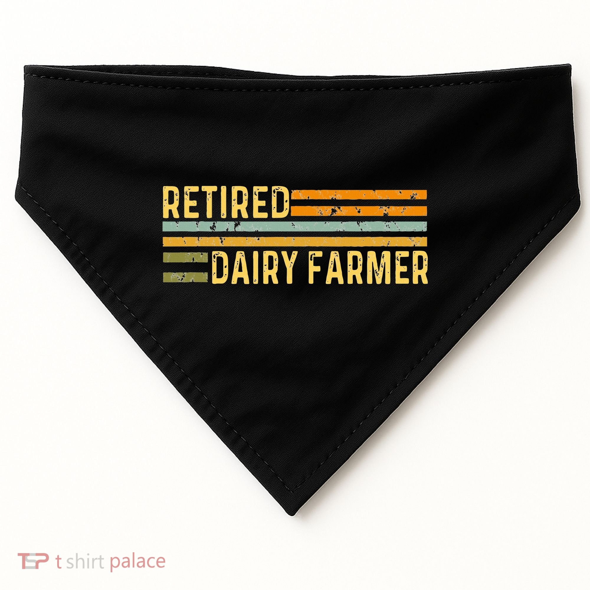 Retired Dairy Farmer Distressed Retirement Retire Cow Cattle USA-Made Doggie Bandana