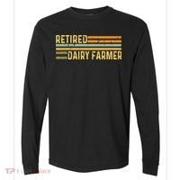 Retired Dairy Farmer Distressed Retirement Retire Cow Cattle Comfort Colors Heavyweight Long Sleeve T-Shirt thumb 0