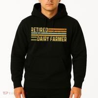 Retired Dairy Farmer Distressed Retirement Retire Cow Cattle Hoodie thumb 2