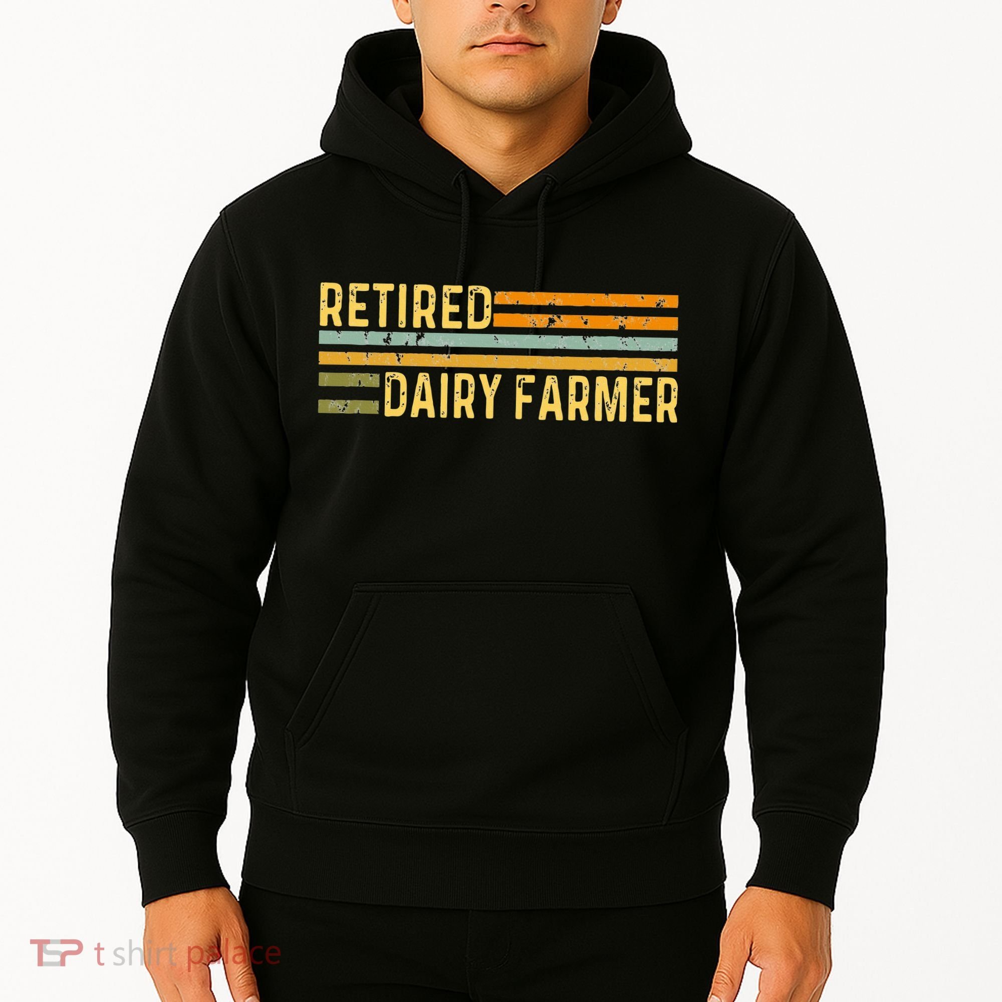 Retired Dairy Farmer Distressed Retirement Retire Cow Cattle Hoodie