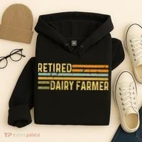 Retired Dairy Farmer Distressed Retirement Retire Cow Cattle Hoodie thumb 4