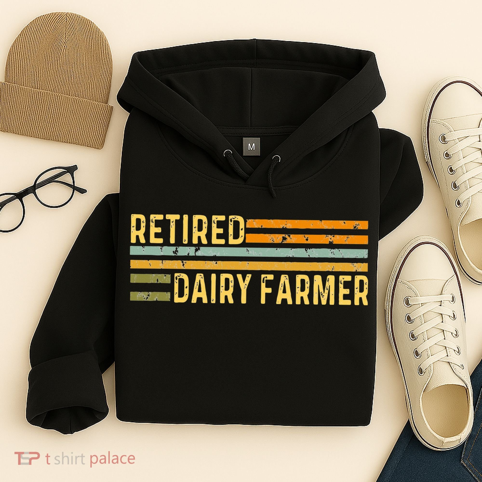 Retired Dairy Farmer Distressed Retirement Retire Cow Cattle Hoodie