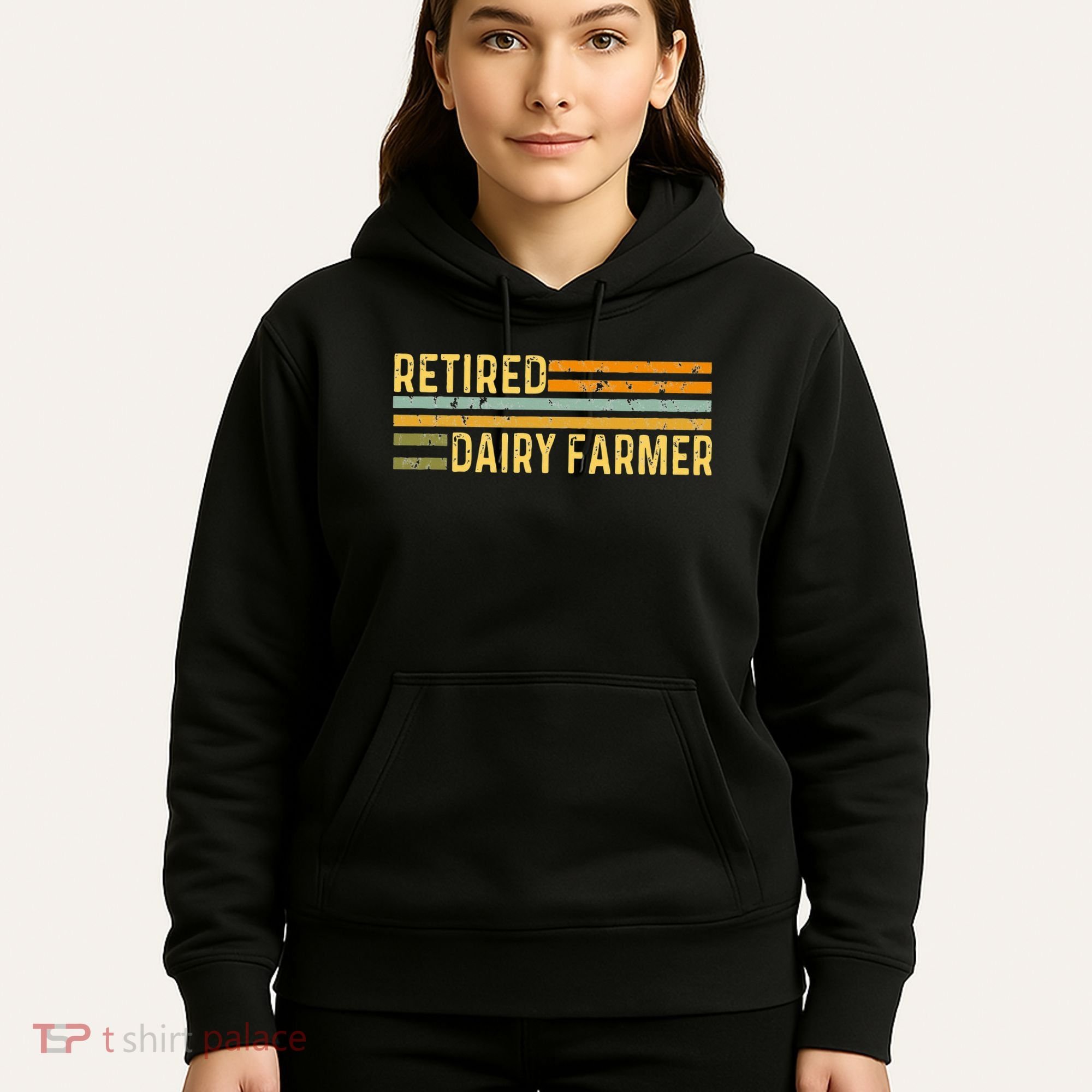 Retired Dairy Farmer Distressed Retirement Retire Cow Cattle Hoodie