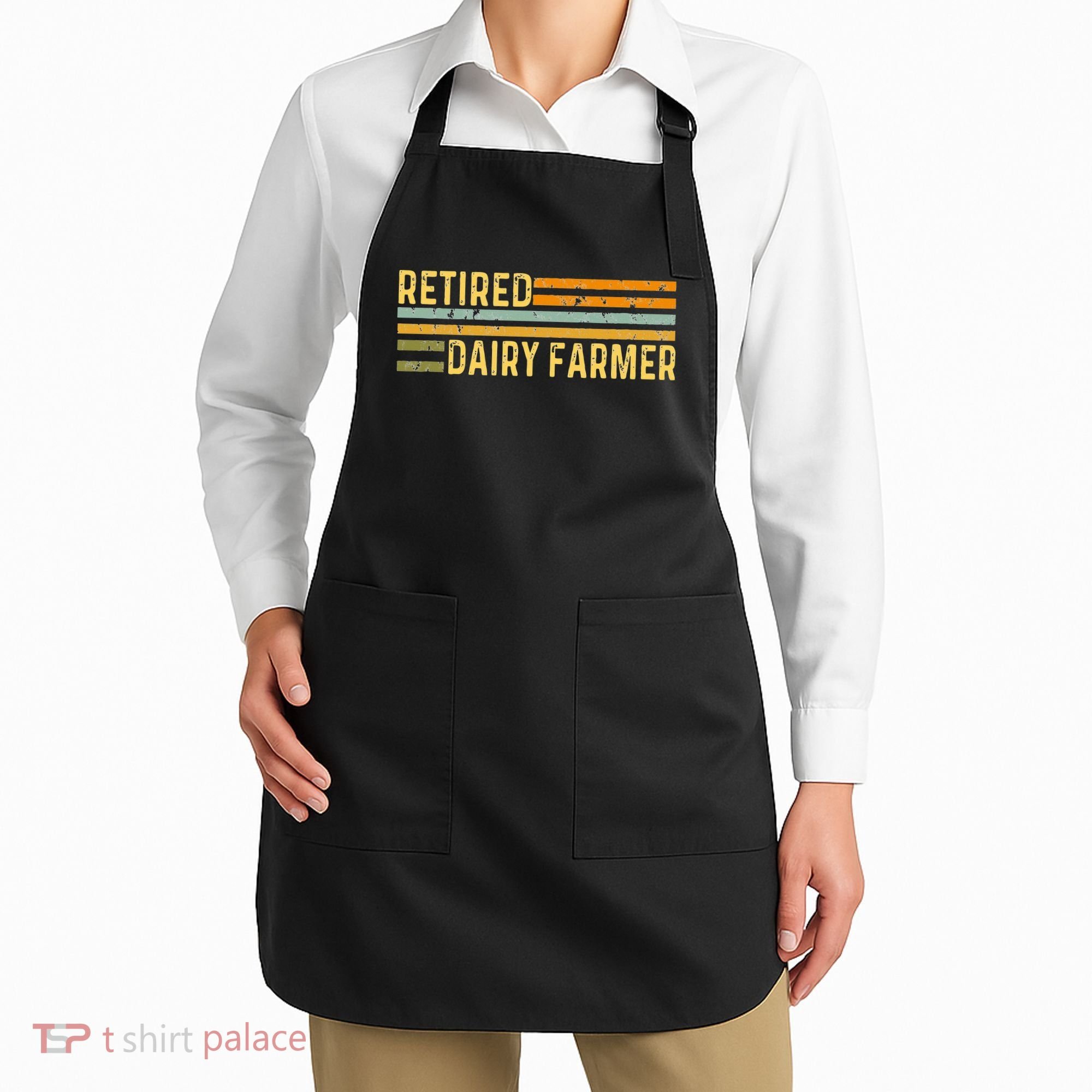 Retired Dairy Farmer Distressed Retirement Retire Cow Cattle Apron