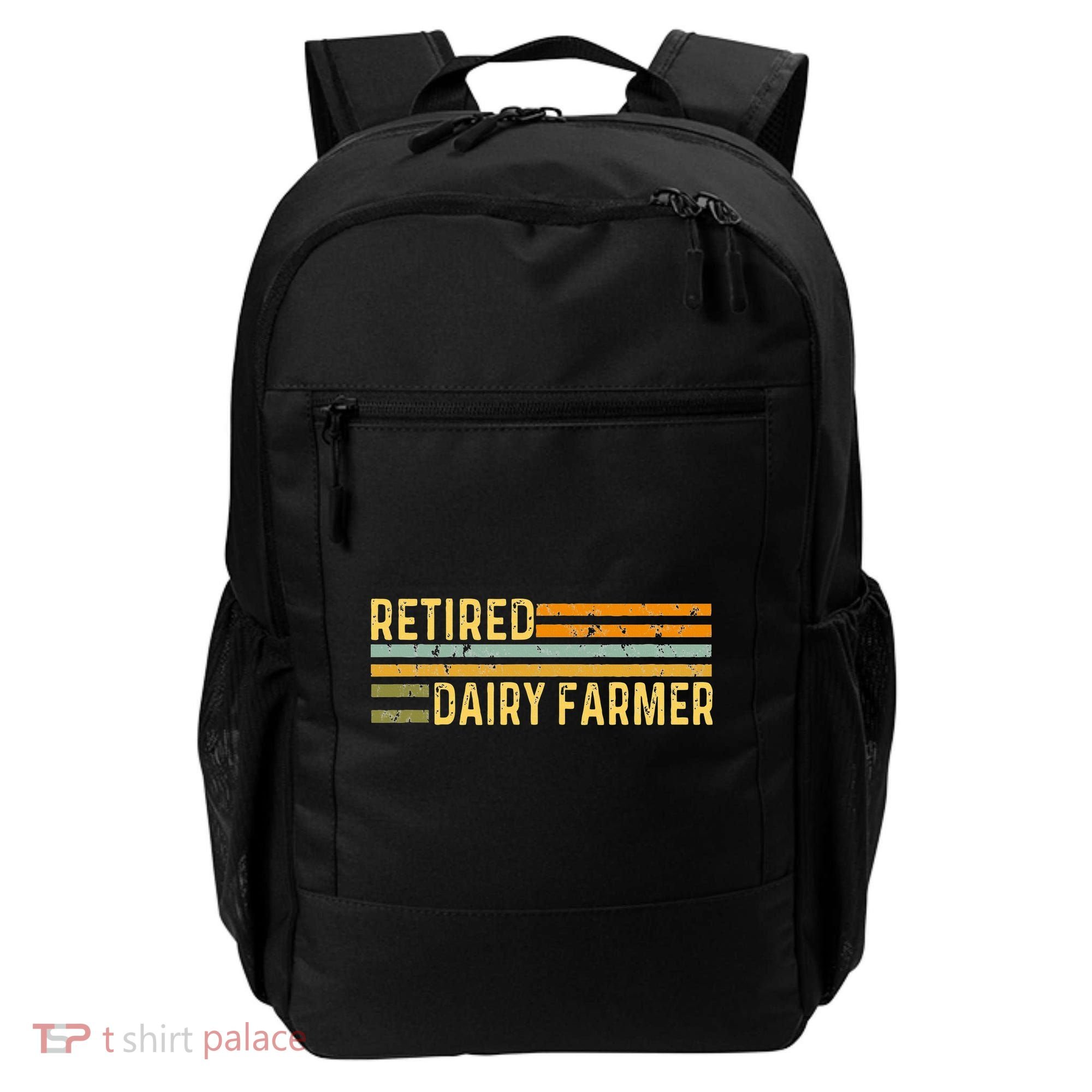 Retired Dairy Farmer Distressed Retirement Retire Cow Cattle Backpack