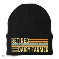 Retired Dairy Farmer Distressed Retirement Retire Cow Cattle Beanie thumb 0