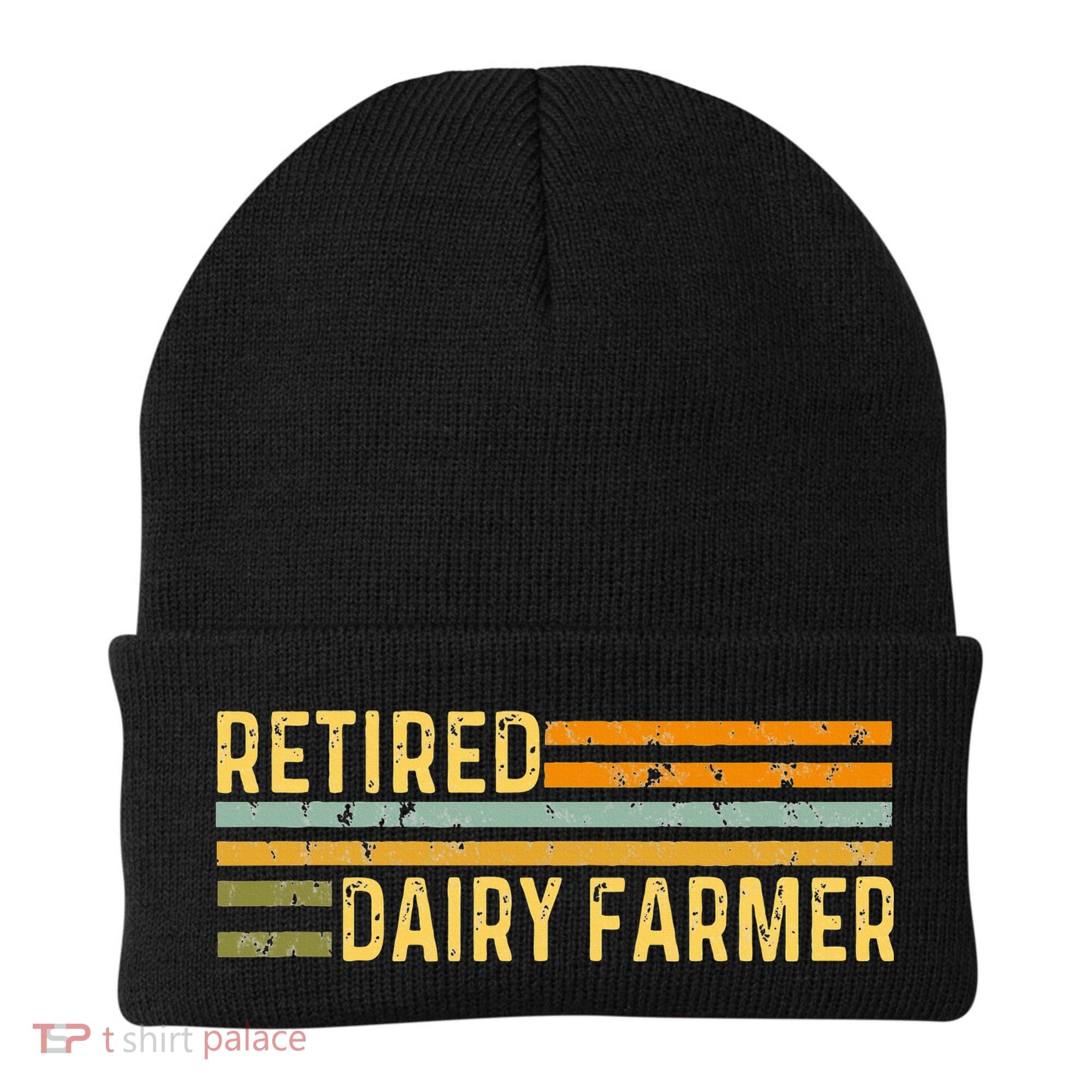Retired Dairy Farmer Distressed Retirement Retire Cow Cattle Beanie