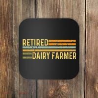 Retired Dairy Farmer Distressed Retirement Retire Cow Cattle Coaster thumb 0