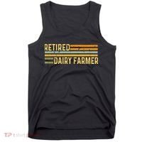 Retired Dairy Farmer Distressed Retirement Retire Cow Cattle Tank Top thumb 0