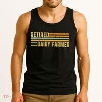 Retired Dairy Farmer Distressed Retirement Retire Cow Cattle Tank Top thumb 3