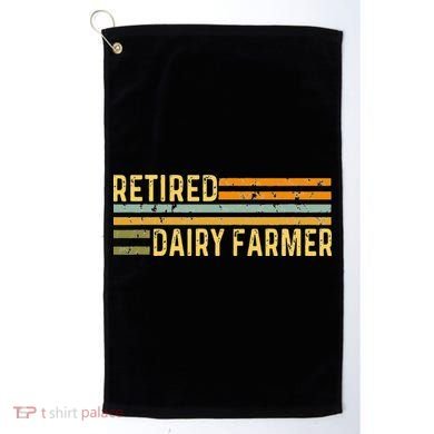 Retired Dairy Farmer Distressed Retirement Retire Cow Cattle Golf Towel