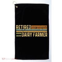 Retired Dairy Farmer Distressed Retirement Retire Cow Cattle Golf Towel thumb 0