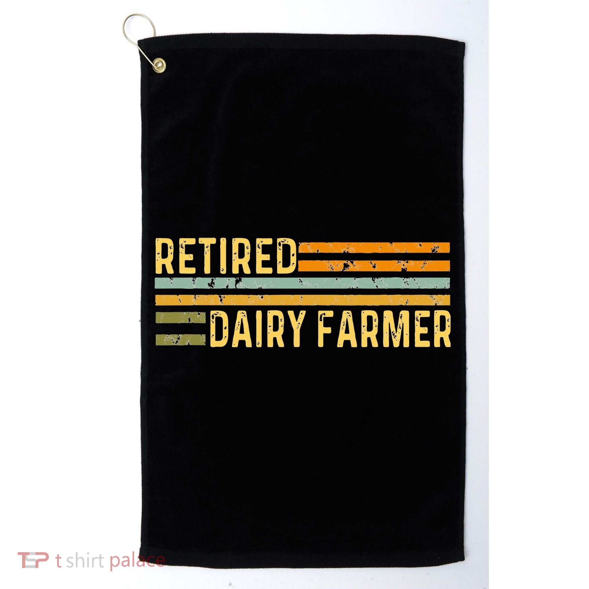 Retired Dairy Farmer Distressed Retirement Retire Cow Cattle Golf Towel