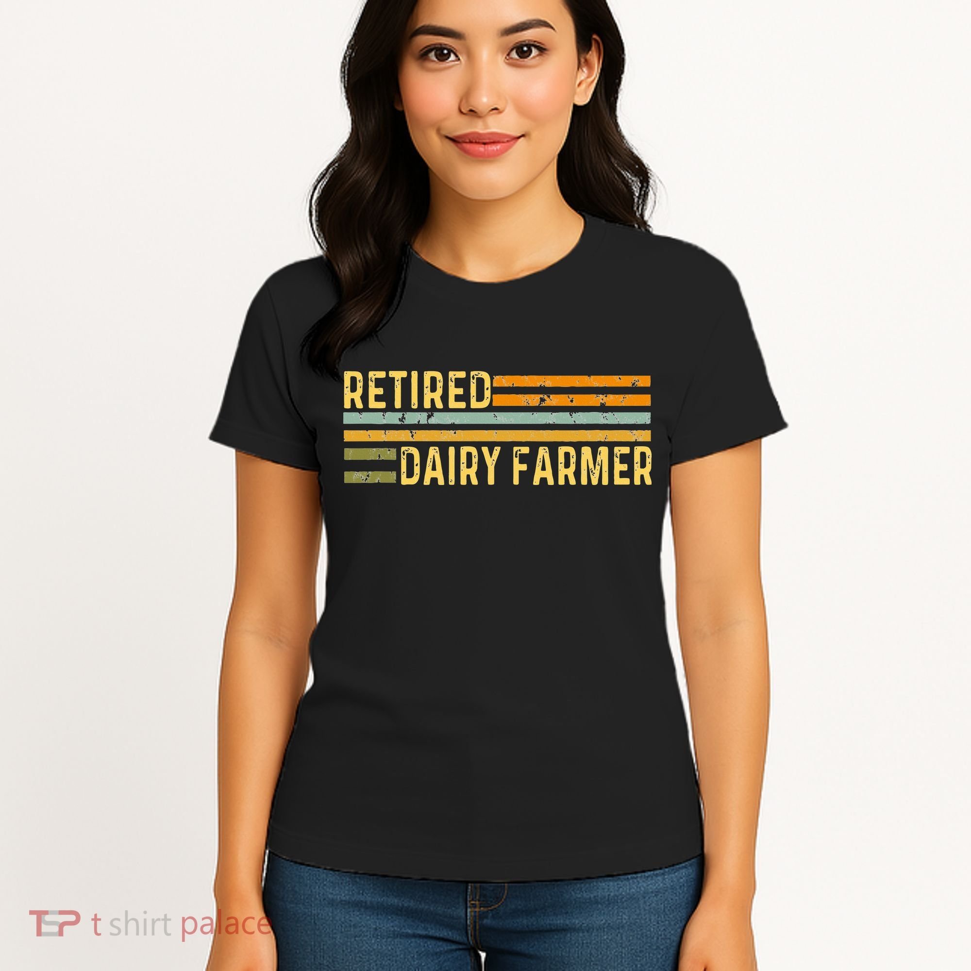 Retired Dairy Farmer Distressed Retirement Retire Cow Cattle Women's T-Shirt