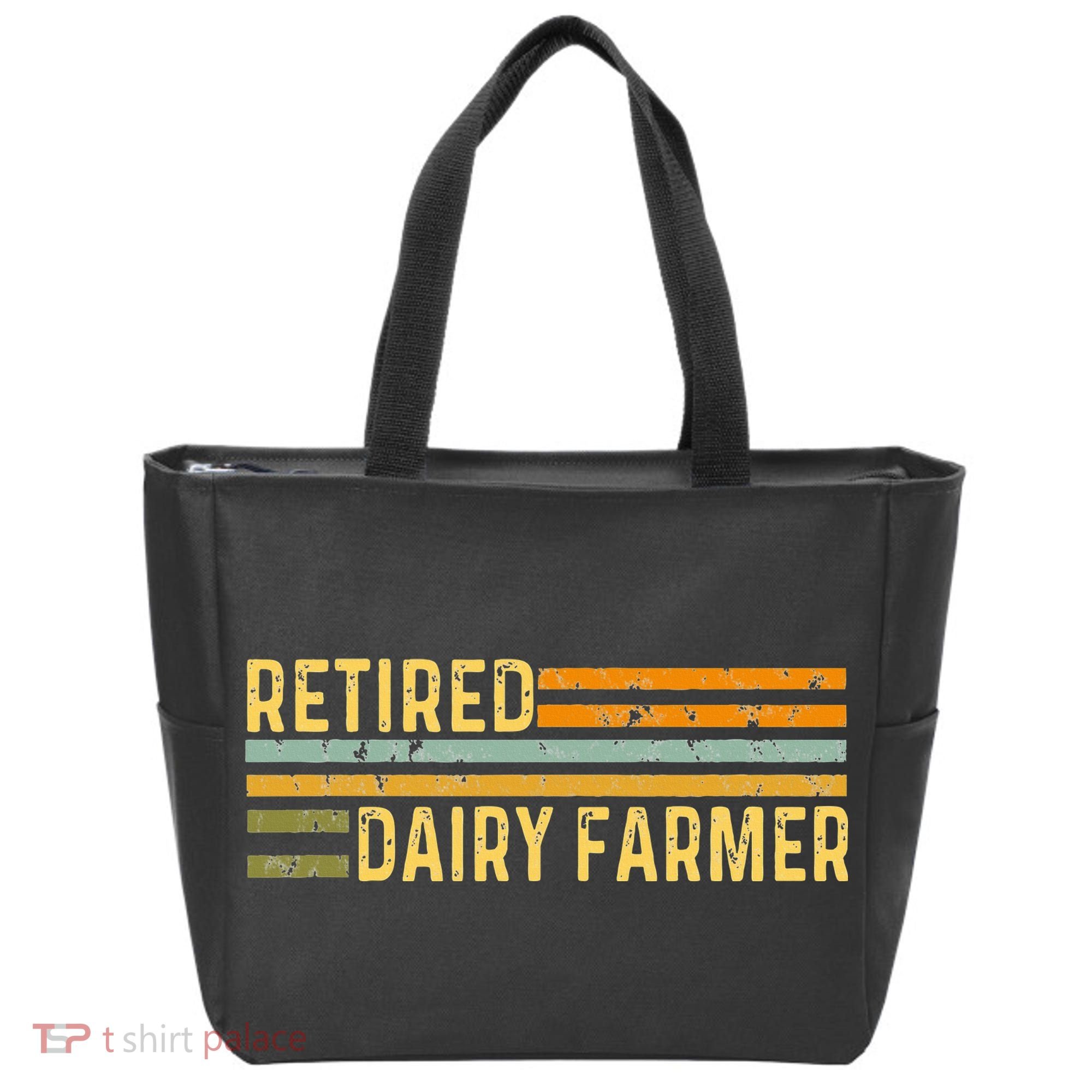 Retired Dairy Farmer Distressed Retirement Retire Cow Cattle Tote Bag