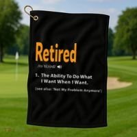 Retired Definition Funny Retirement Gag Gift Golf Towel thumb 1