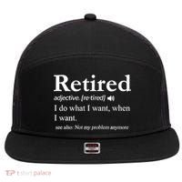 Retired Definition Funny Retirement Gag Gift 7 Panel Mesh Trucker Snapback Hat thumb 0