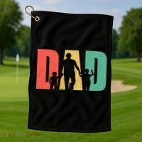 Retro Dad Fathers Day Gift Golf Towel thumb 1