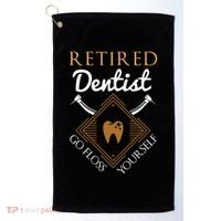 Retired Dentist Funny Dentist Retirement Gift Golf Towel thumb 0