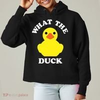 Rubber Ducky, Funny Pun What The DUCK Ladies Heavyweight Boxy Pullover Hoodie thumb 0