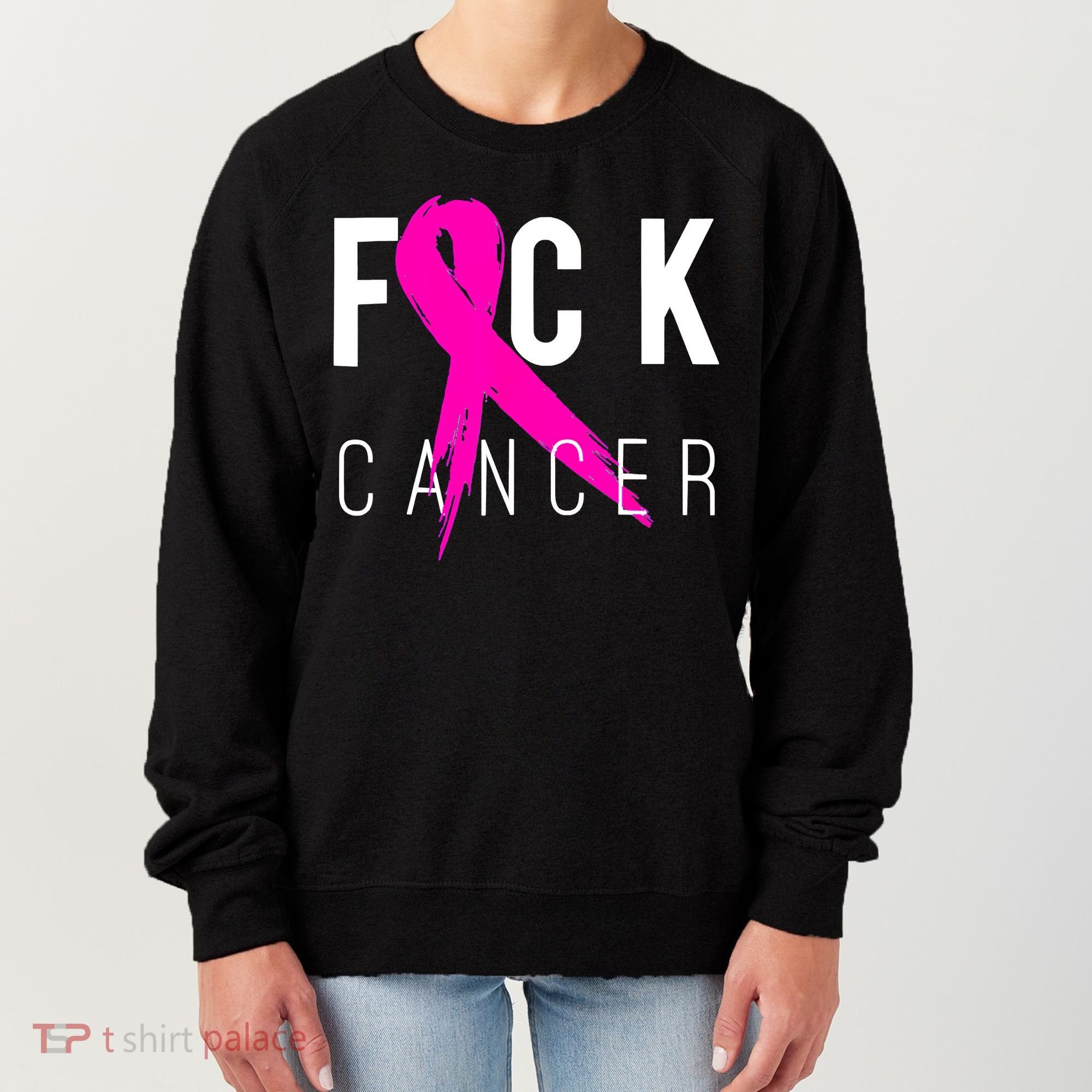 Retro Distressed Fuck Cancer Breast Cancer Awareness Women's Sweatshirt
